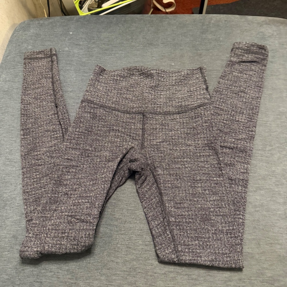 Lululemon High Rise Leggings Grey Space Dye Knit Athletic Yoga Pants Womens